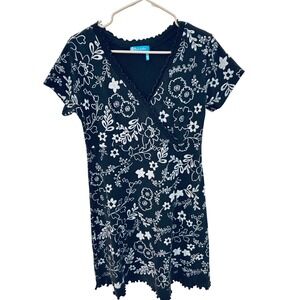 Fresh Produce XS Dress Black‎ & Gray Floral Print Short Sleeve Casual